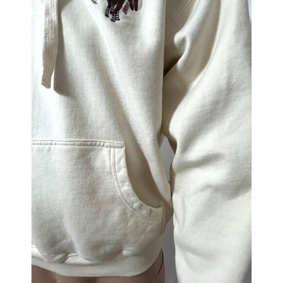 U.S. Polo Assn. Men’s Vtg  Hoodie Cream M Long Sleeve Embroidered Logo 2-Button - Picture 11 of 16